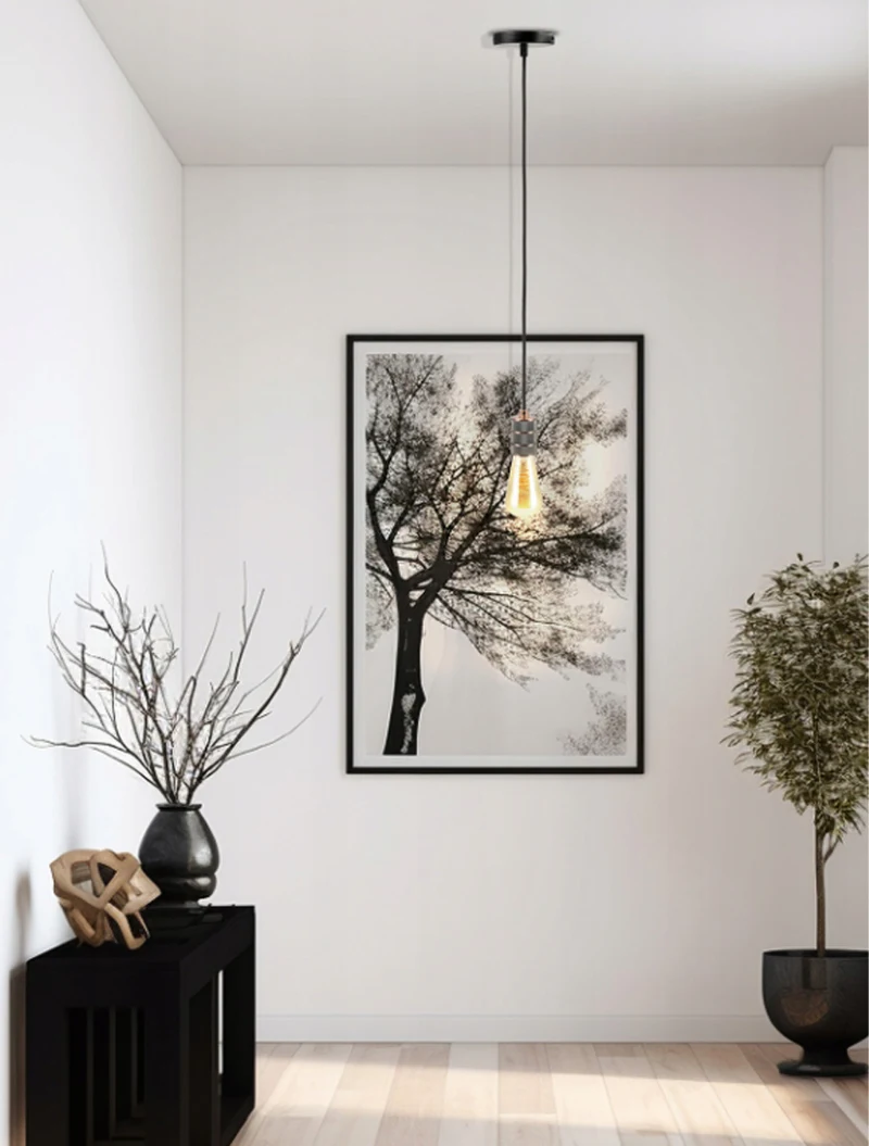 Suspensie JH-142 D4.5xH8cm, E27/1, Metal+ PVC Wire, Red+Tan Luminaled 2