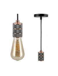 Suspensie JH-142 D4.5xH8cm, E27/1, Metal+ PVC Wire, Red+Tan Luminaled