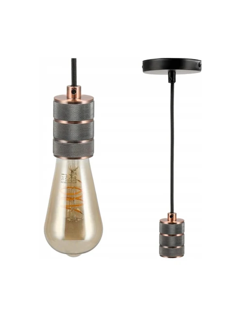 SuspensieJH-142 D4.5xH8cm, E27/1, Metal+ PVC Wire, Red+Tan Luminaled