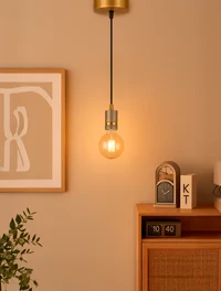 Suspensie JH-145 D5xH7cm, E27/1, Metal+ PVC Wire, Golden+Tan Luminaled 3