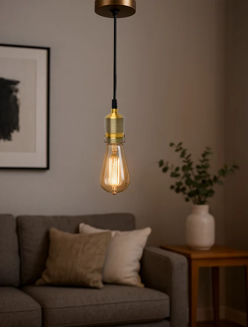 SuspensieJH-145 D5xH7cm, E27/1, Metal+ PVC Wire, Pearl+Black Luminaled