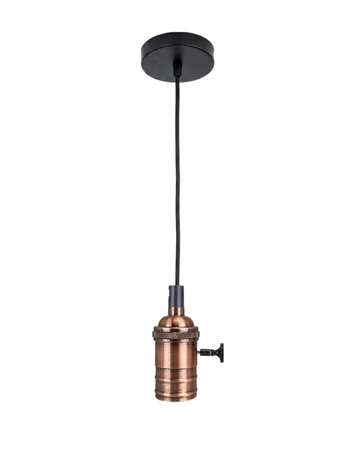 Suspensie JH-149 D4xH7cm, E27/1, Metal+ PVC Wire, Red+Tan Luminaled