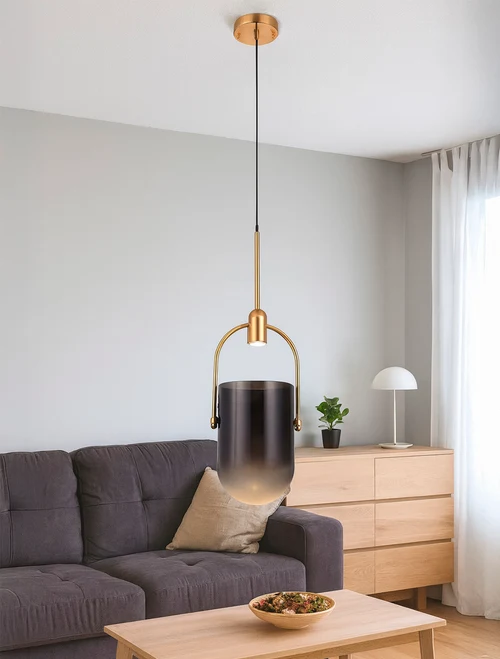 Suspensie Led JH-288 D18x30cm, 5W, Metal+Glass, Smoke Gray