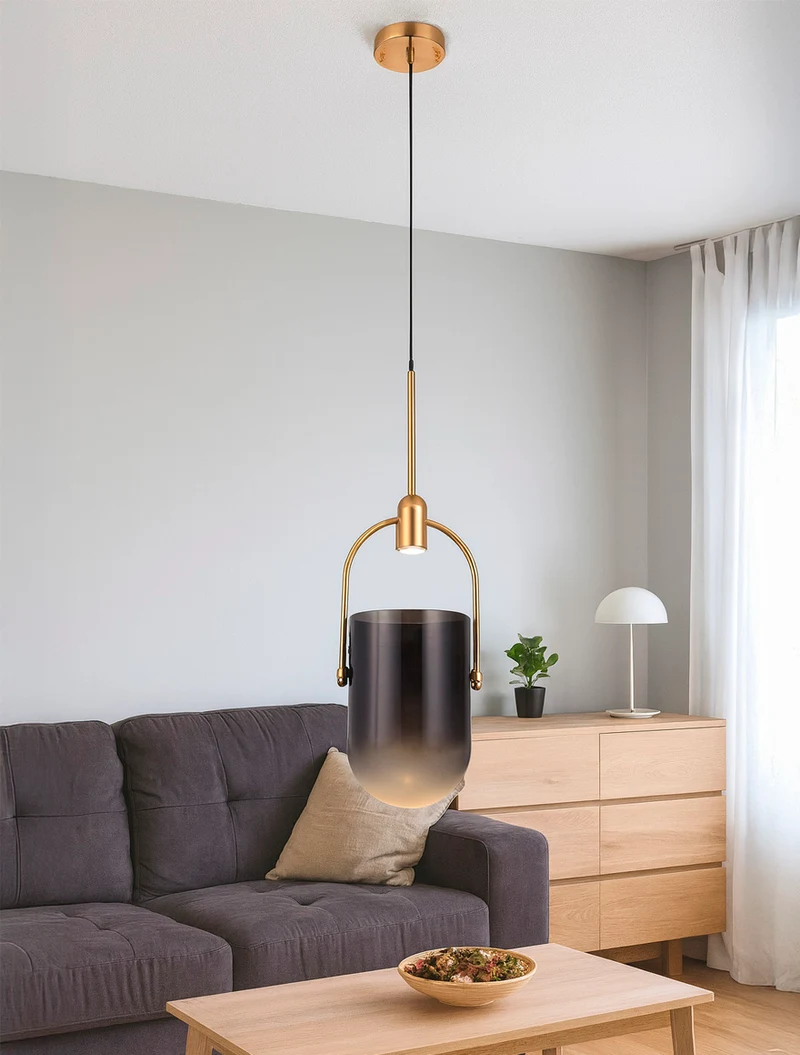 Suspensie LED JH-288 D18x30cm, 5W, Metal+Glass, Smoke Gray 2
