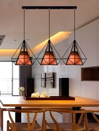 Lustră JH-2 30x25x120cm, E27/3, Metal+Cloth, Black+Brown 3