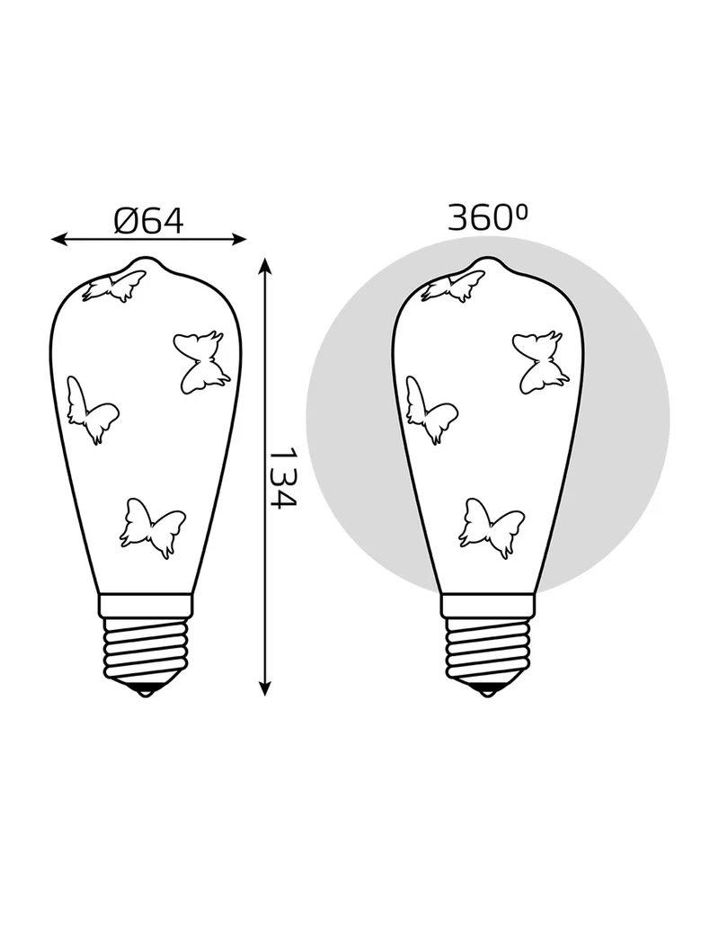 **Bec Led E27 4W 1/10/40 GAUSS Black 3D-Butterfly 3