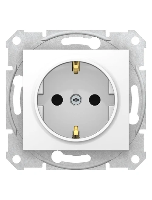Розетка одноместная внутренняя с защитными шторками 16A 250V 2P+E SEDNA белая