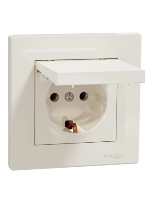 Priză unitară inter.cu capac 16A 250V 2P+E Asfora Crem