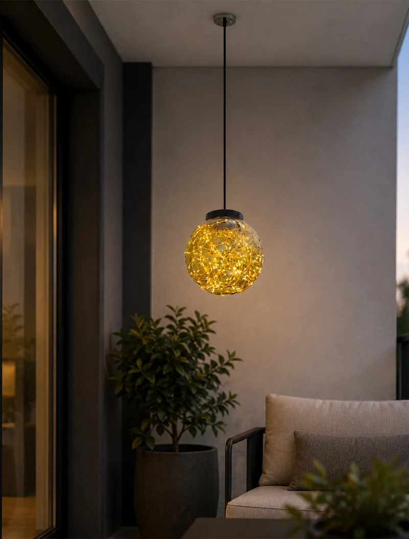 Декоративный фонарь PMMA золотистый AT LED 2Вт IP65 D=250 мм (12 шт/кор) 2