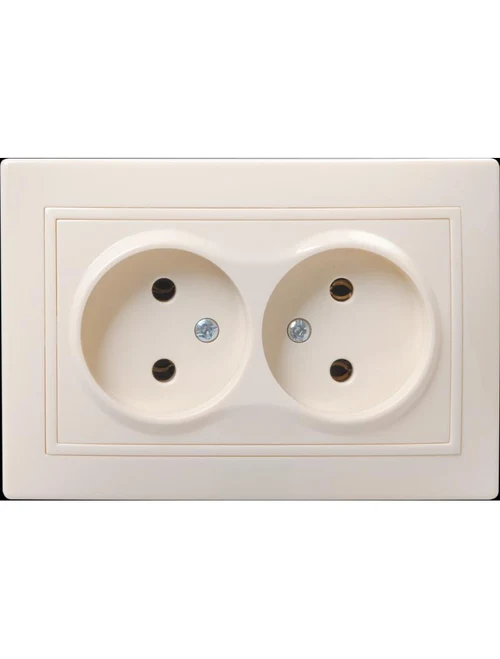 Priză 2 locuri fără împământare 10А KVARTA (crem) RS12-2-KKm IEK