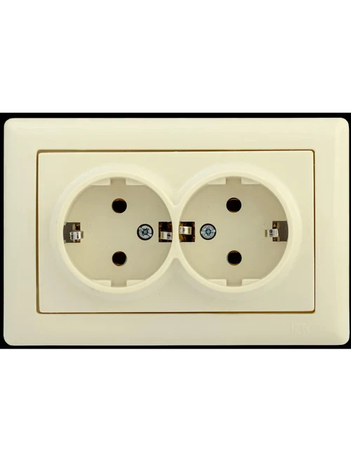 Priză dublă cu împământare 10A BOLERO (albă) РС02-01-0-ББ IEK
