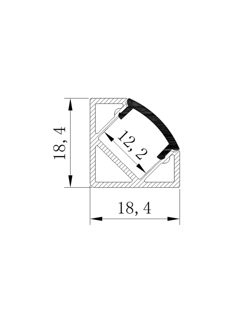* Profil alum. cu dispersor PMMA opal 16x16mm 2M HL-BAPL005 ELMOS (50buc) 2