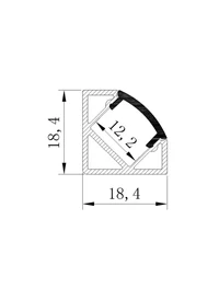 * Profil alum. cu dispersor PMMA opal 18.4x18.4mm 2M HL-BAPL007 ELMOS (50buc) 2