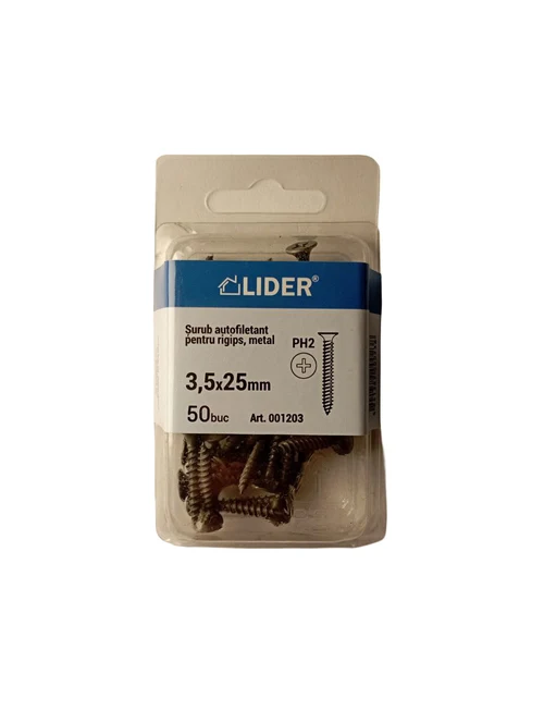 Șurub p/u rigips, metal 3,5x25 50buc 001203 Lider