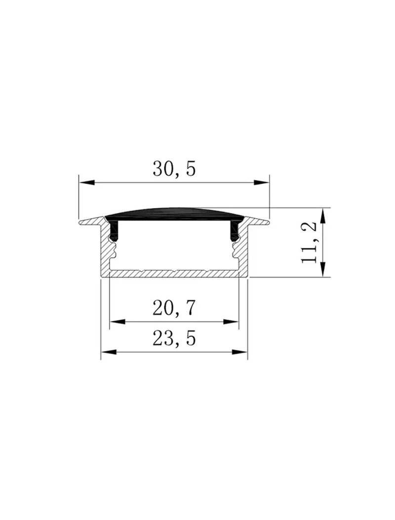 * Profil alum. cu dispersor PC opal 30.5x9.8mm 2M HL-BAPL013 ELMOS (50buc) 2