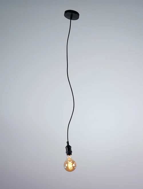 Suspensie JH-150 D4xH7cm, E27/1, Metal+ PVC Wire, Black Luminaled