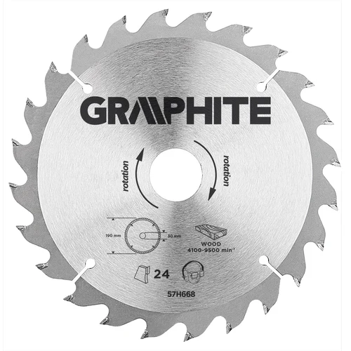 Disc fierăstrău lemn 190x30mm,24 dinți Graphite