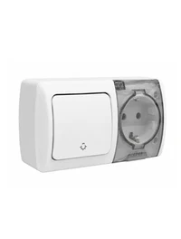 Întrerupător revenire lumină+priză capac IP54 PT (alb) 554-011500-925 EL-BI EVA 2