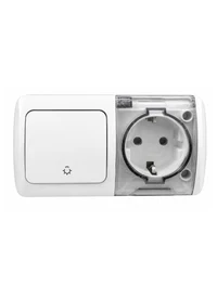 Întrerupător revenire lumină+priză capac IP54 PT (alb) 554-011500-925 EL-BI EVA