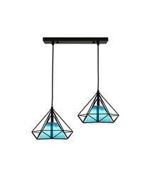 Люстра JH-1S-2, 36×25×24,5 см, 2×E27, металл, чёрный + синий, LuminaLED