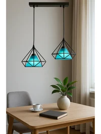 Люстра JH-1S-2, 36×25×24,5 см, 2×E27, металл, чёрный + синий, LuminaLED 2