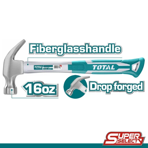 Ciocan cu vârf curbat 450g mâner fibră de sticlă Total THT73166