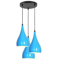 Люстра JH-405, D30×16×H28 см, 3×E27, алюминий, синий цвет, LuminaLED