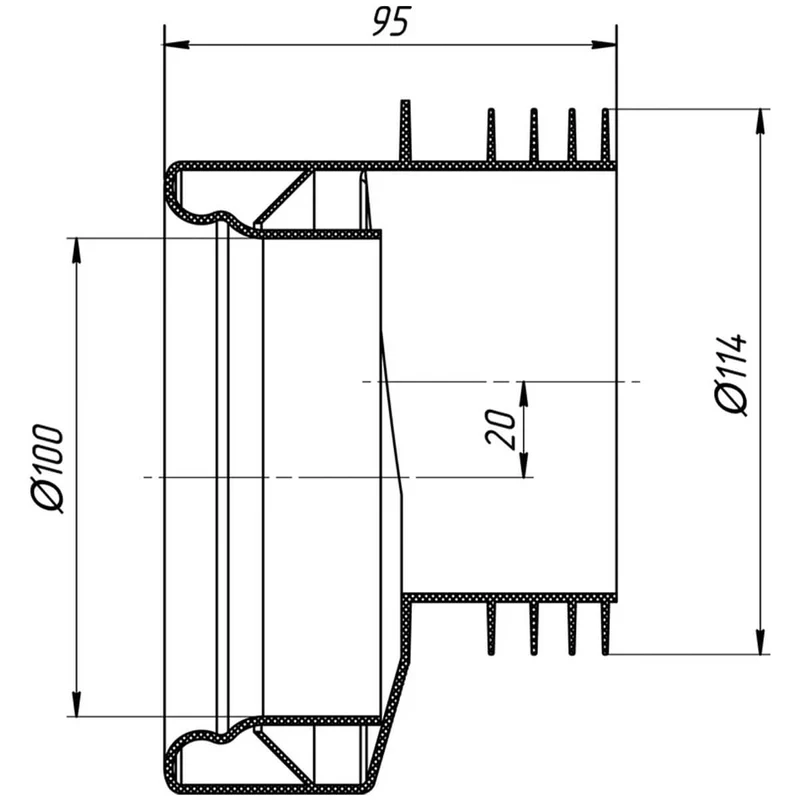 Отвод для унитаза эксцентриковый W0410 AniPlast 2