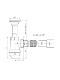 Сифон для умывальника ANI 1 1/4' x 40 с гибкой трубой d40х40/50 Aniplast C2015 3