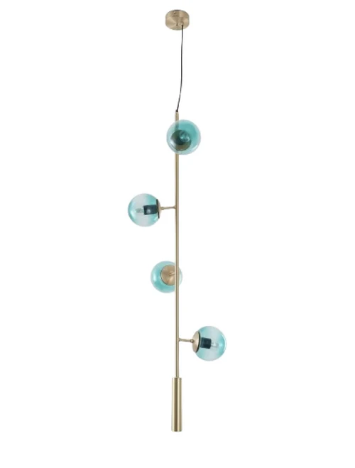 Lustră JH-617 L120xH45cm, E27/6, Metal+Glass,Gold+Blue LuminaLED