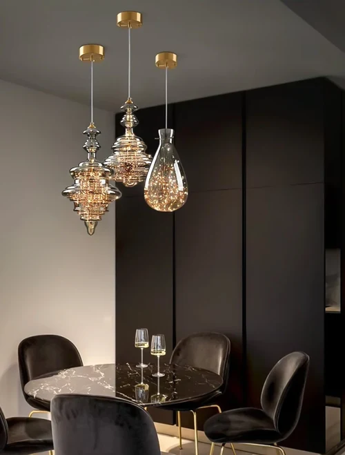 Suspensie LED JH-671 D22*H40cm Glass,Smoke Gray Luminaled
