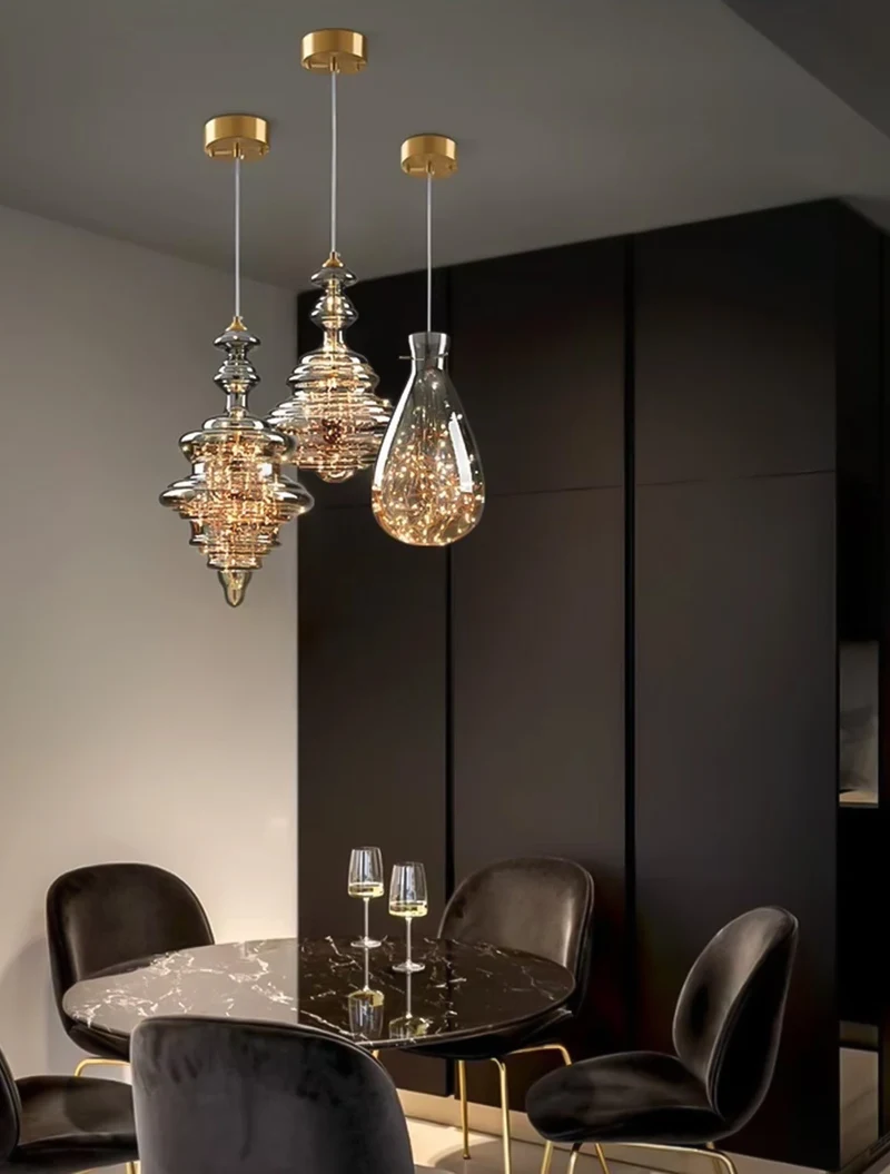 Suspensie LED JH-671 D22*H40cm Glass,Smoke Gray Luminaled 2