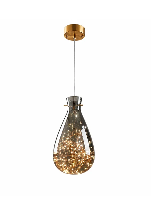 Suspensie LED JH-671 D22*H40cm Glass,Smoke Gray Luminaled