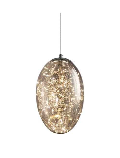 Suspensie JH-674 D20*H30cm,E27*1,Glass,Smoke Gray LuminaLED