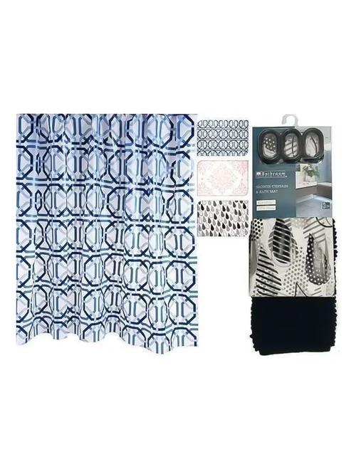 Set p/u duș perdea 180x180cm+covoraș baie 140x60cm