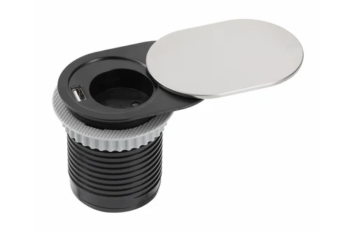 Prelungitor SCHUKO SLIDE 60mm, 1 loc 1XUSB 2,4A 5V 1,9M inox AE-BPW1S1UCH-51