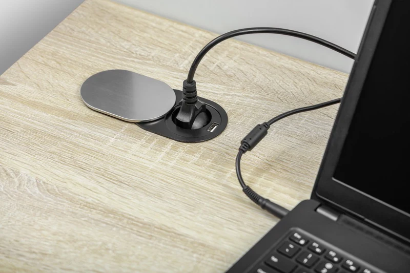 Удлинитель SCHUKO SLIDE 60 мм, 1 шт., 1X USB 2.4A 5V, 1.9M, нержавеющая сталь, AE-BPW1S1UCH-51 2
