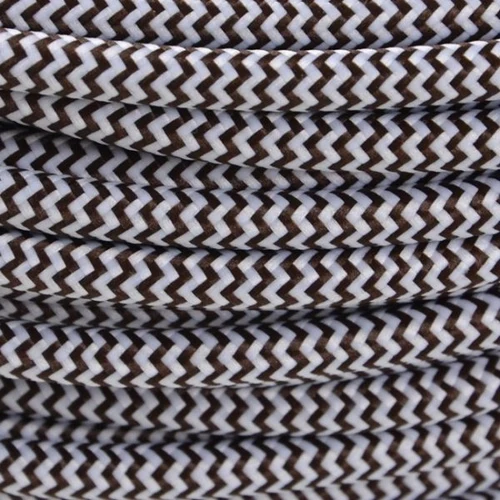 Cablu textil Retro 2x0,75mm PVC 10041 alb/cafeniu