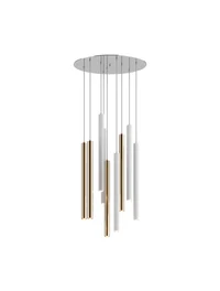 Светодиодная люстра LOYA P0461-09C-B5SB, 9×5 Вт, 3000K, металл, золото + белый, ZUMALINE