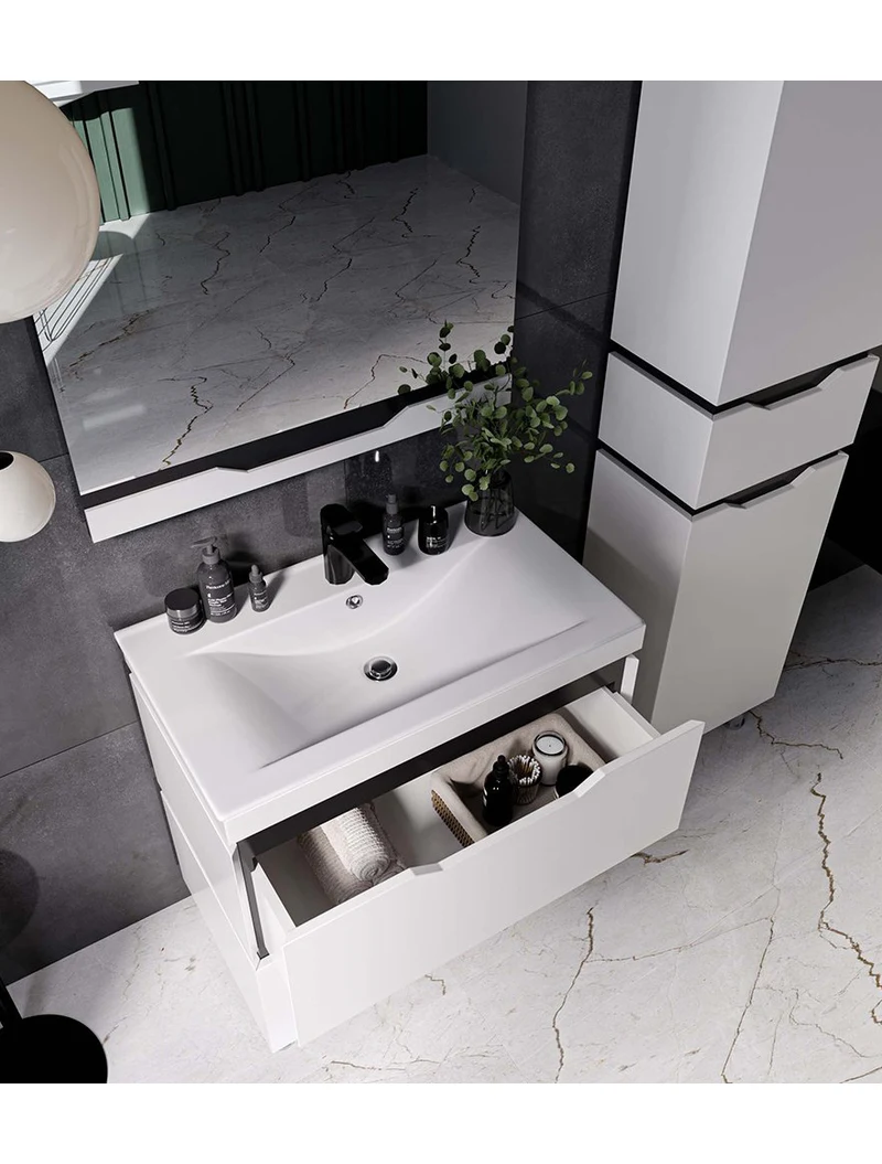 Тумба с 2 ящиками Dofine-80 белая 85×82×47 см 4