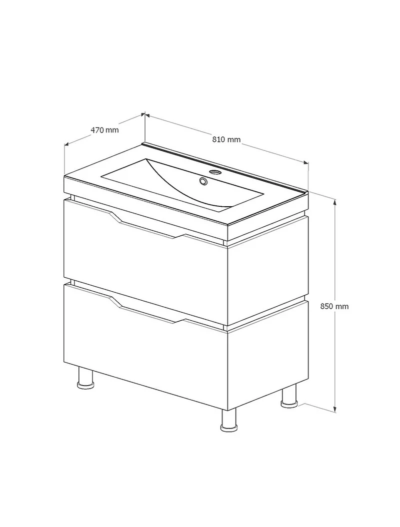 Тумба с 2 ящиками Dofine-80 белая 85×82×47 см 5