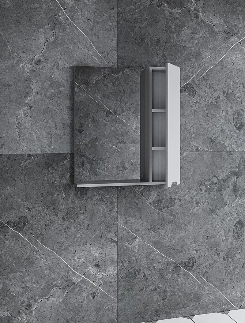 Oglindă cu dulap Dijon 80x60x14cm gri 3