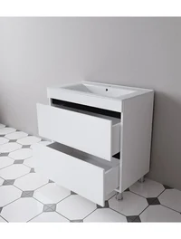 Тумба с 2 ящиками и умывальником Acvitania белая 85×101×47 см 3