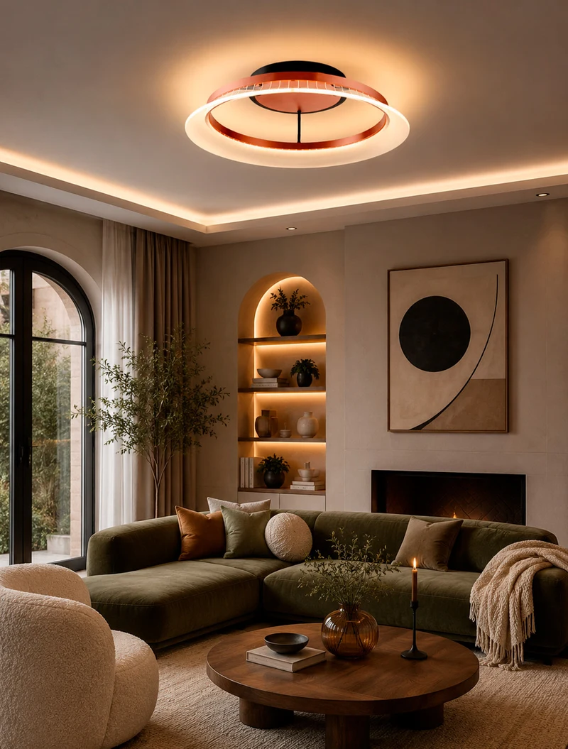 Lustră LED FS-053-X600,40W,3000K, Al+Acryl,Oxidized Rose Gold, 2