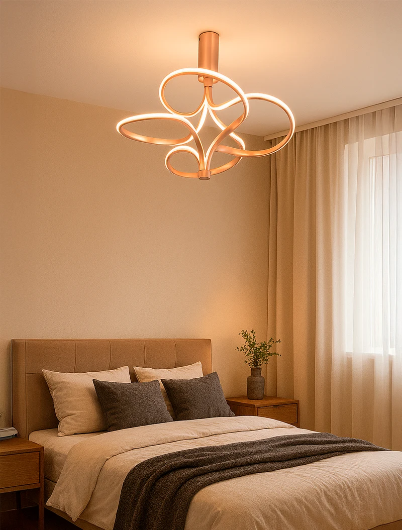 Lustră LED FS-047-X4B,500x500x560, 72W,3000K,Oxid Rose Gold LuminaLED 3