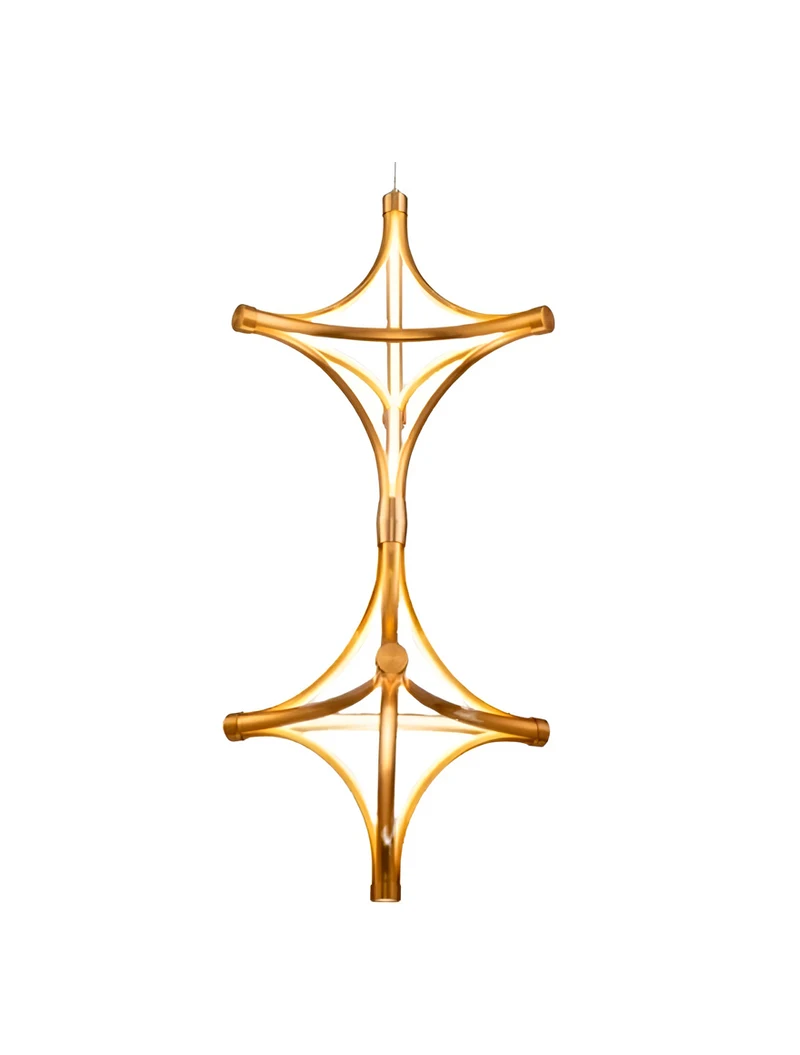 Lustră LED FS-047-D18C,114W,3000K, Al+Silicone,Gold 2