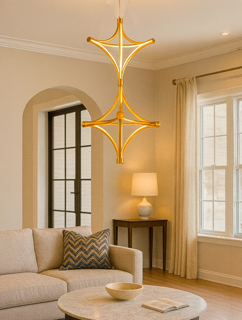 Lustră LED FS-047-D18C,114W,3000K, Al+Silicone,Gold 4