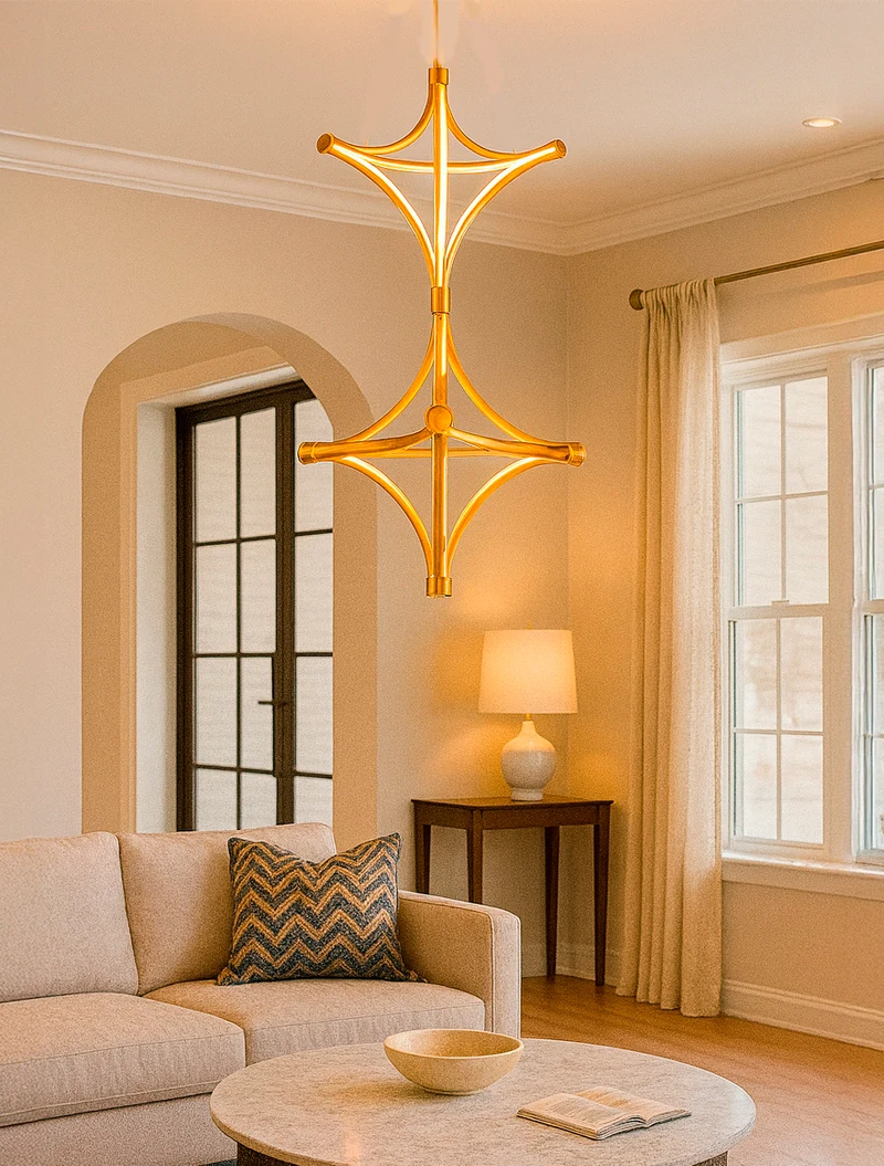 Lustră LED FS-047-D18C,114W,3000K, Al+Silicone,Gold 5
