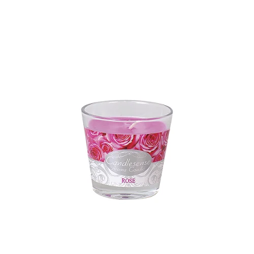 Lumânare aromatizată în pahar "Trandafir" H9x8cm, 30ore
