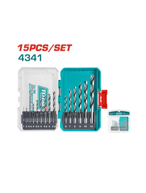 Набор металлических сверл, 15 шт.  1,0-12,0mm Total Hss TACSDL51506 / TACSDL51501